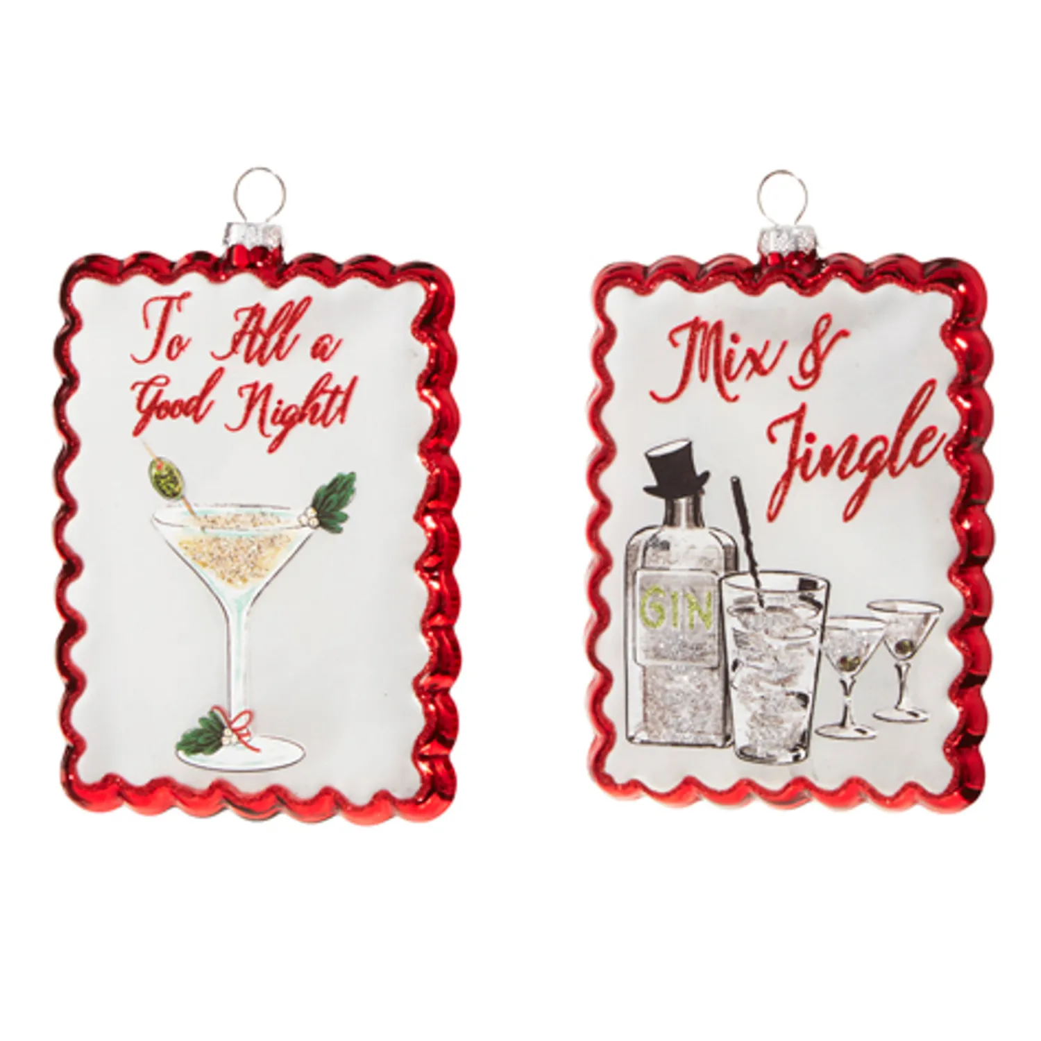 Hot The Jolly Christmas Shop Raz 5" Holiday Cocktails Scalloped Edge Glass Christmas Ornament 4324575