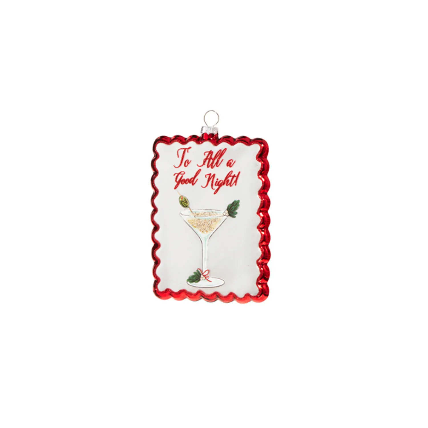 Hot The Jolly Christmas Shop Raz 5" Holiday Cocktails Scalloped Edge Glass Christmas Ornament 4324575