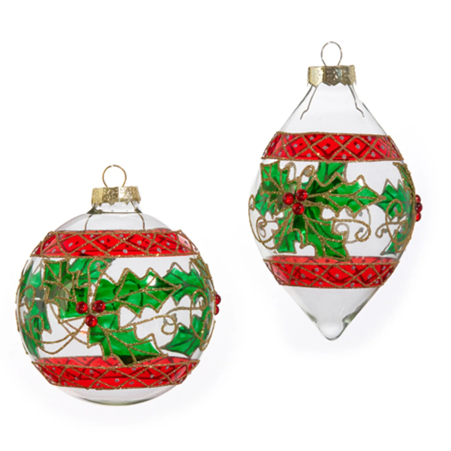 New The Jolly Christmas Shop Raz 4" Holly Clear Glass Christmas Ornament 4412518