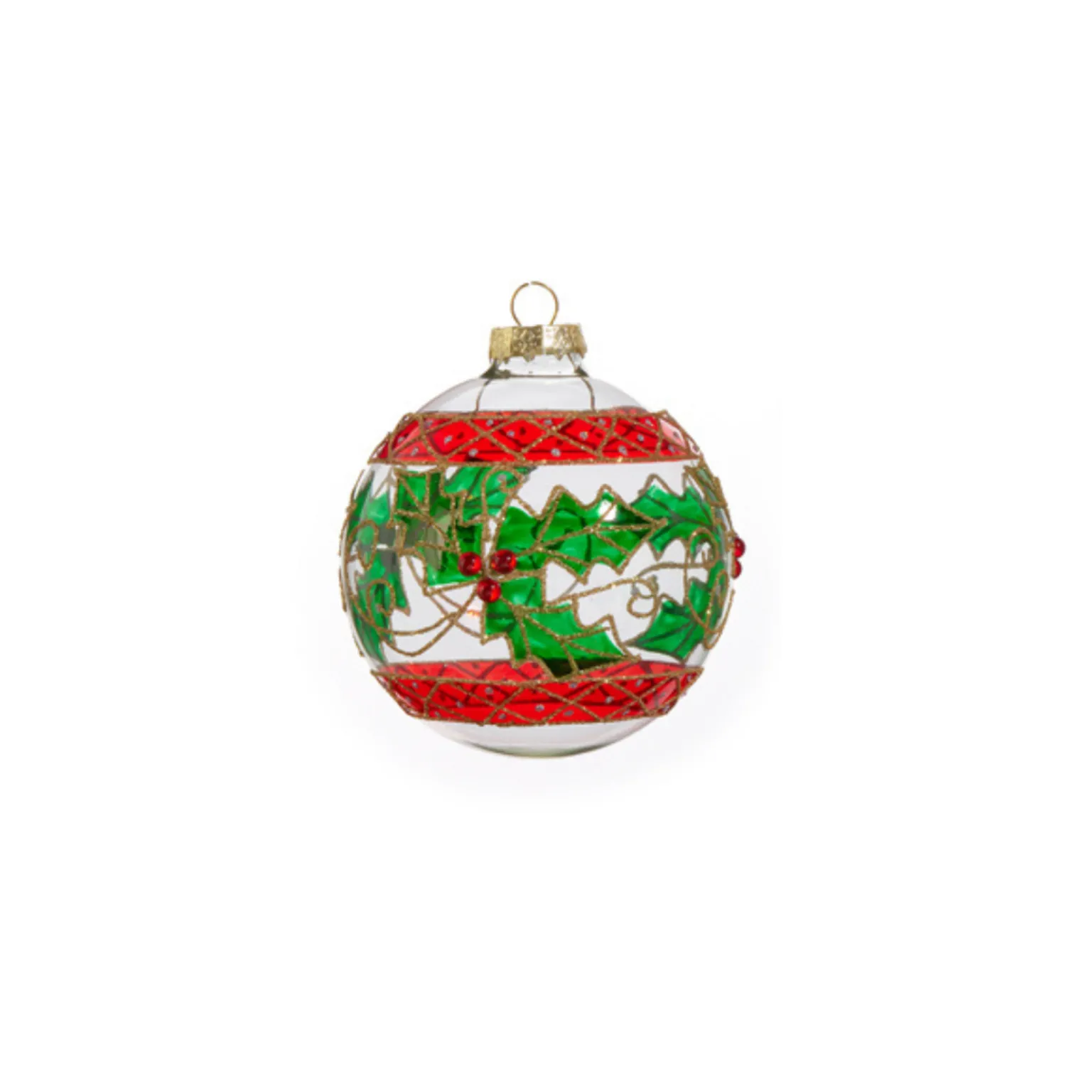 New The Jolly Christmas Shop Raz 4" Holly Clear Glass Christmas Ornament 4412518