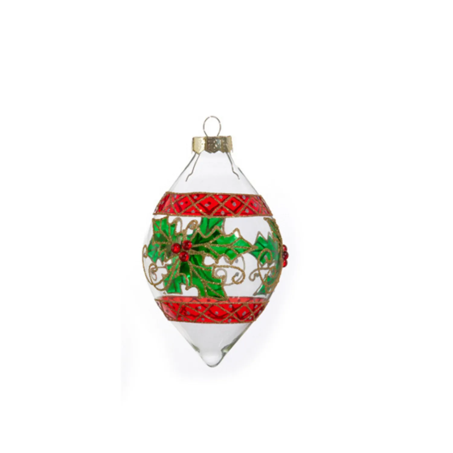 New The Jolly Christmas Shop Raz 4" Holly Clear Glass Christmas Ornament 4412518