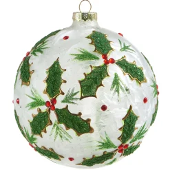 Discount The Jolly Christmas Shop Raz 5" Holly Leaf Glass Ball Christmas Ornament 4322867