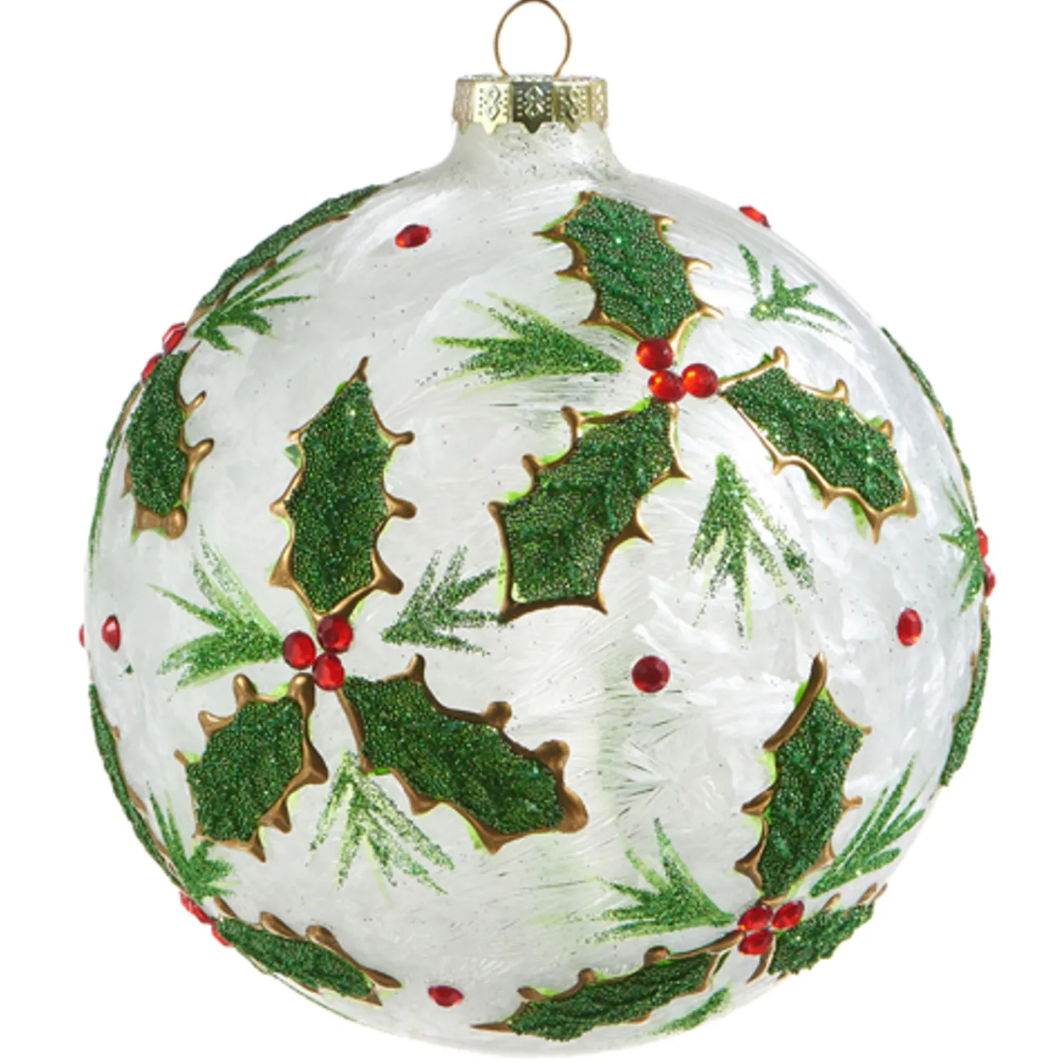 Discount The Jolly Christmas Shop Raz 5" Holly Leaf Glass Ball Christmas Ornament 4322867
