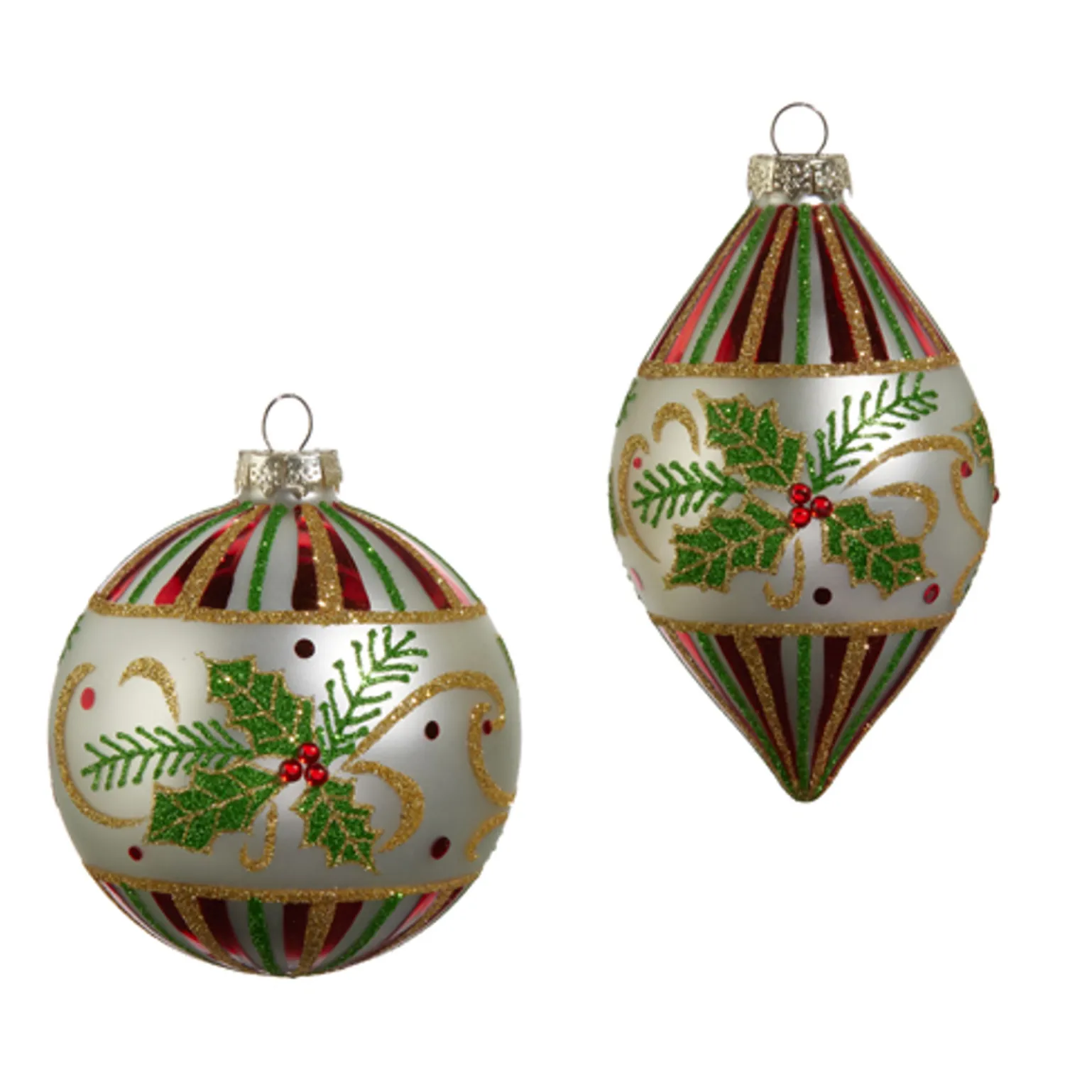 Hot The Jolly Christmas Shop Raz 4" Holly Leaf Glass Christmas Ornament 4424547