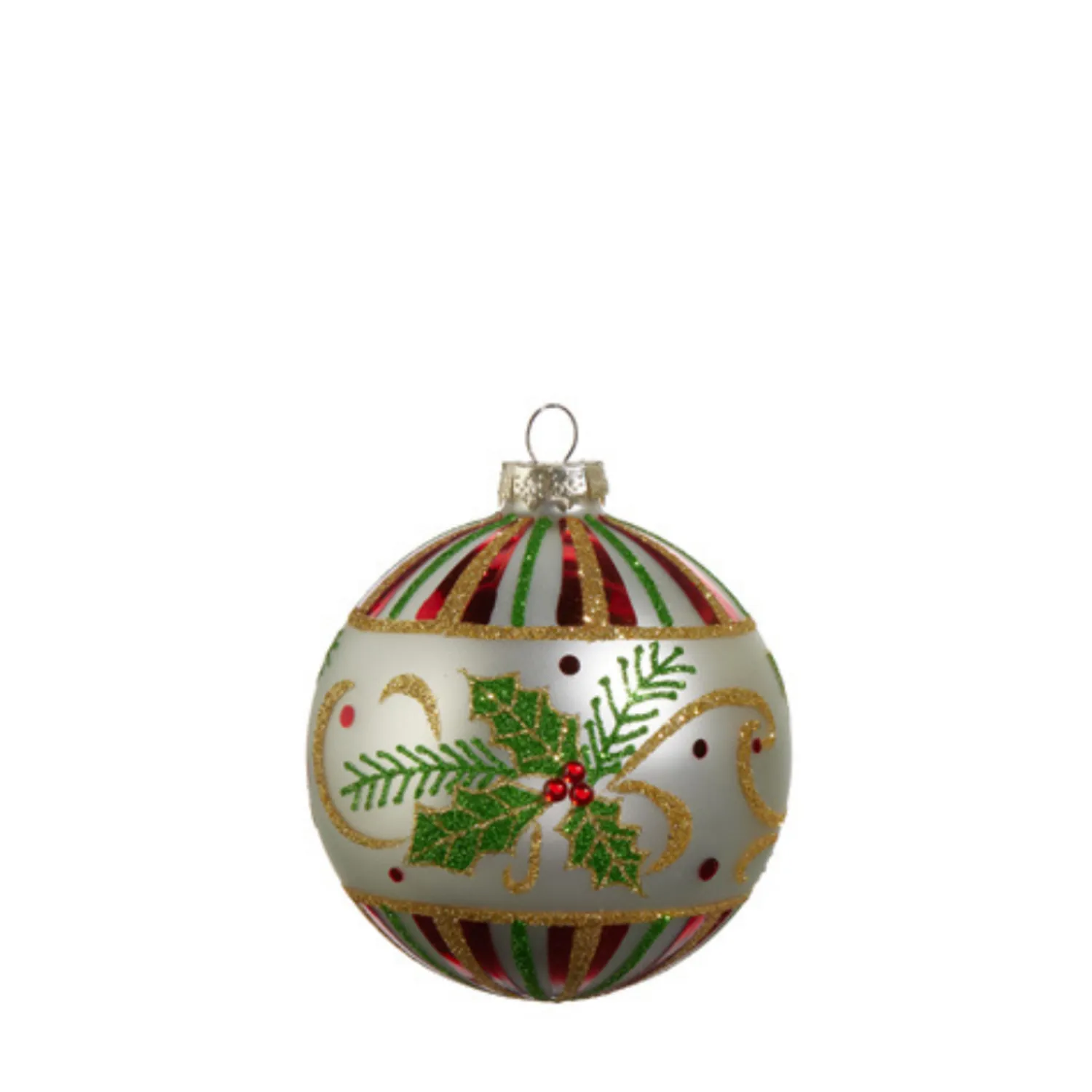 Hot The Jolly Christmas Shop Raz 4" Holly Leaf Glass Christmas Ornament 4424547