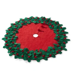 Hot The Jolly Christmas Shop Raz 34" Holly Tree Christmas Tree Skirt 4371825