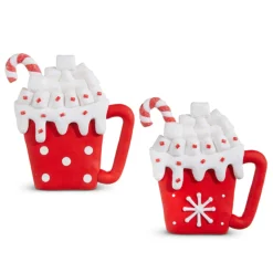 Hot The Jolly Christmas Shop Raz 4.25" Hot Cocoa With Marshmallows Christmas Ornament Set Of 2 4314112