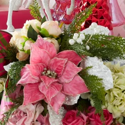 Discount The Jolly Christmas Shop Raz 21" Hot Pink Velvet Poinsettia Christmas Tree Pick F4306716