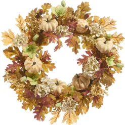 Outlet The Jolly Christmas Shop Raz 24" Hydrangea And Pumpkin Fall Wreath W4302318