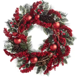 Clearance The Jolly Christmas Shop Raz 28" Iced Berry And Ornament Christmas Wreath W4302480