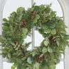 Clearance The Jolly Christmas Shop Raz 27" Iced Mixed Greenery, Eucalyptus And Pinecone Christmas Wreath W4102617