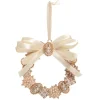 Online The Jolly Christmas Shop Raz 4.5" Ivory And Gold Vintage Jeweled Brooch Wreath Christmas Ornament 4413506