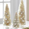 Best The Jolly Christmas Shop Raz 15" Ivory Snowy Bottle Brush Trees With Ornaments Christmas Decoration Set Of 3 4319029