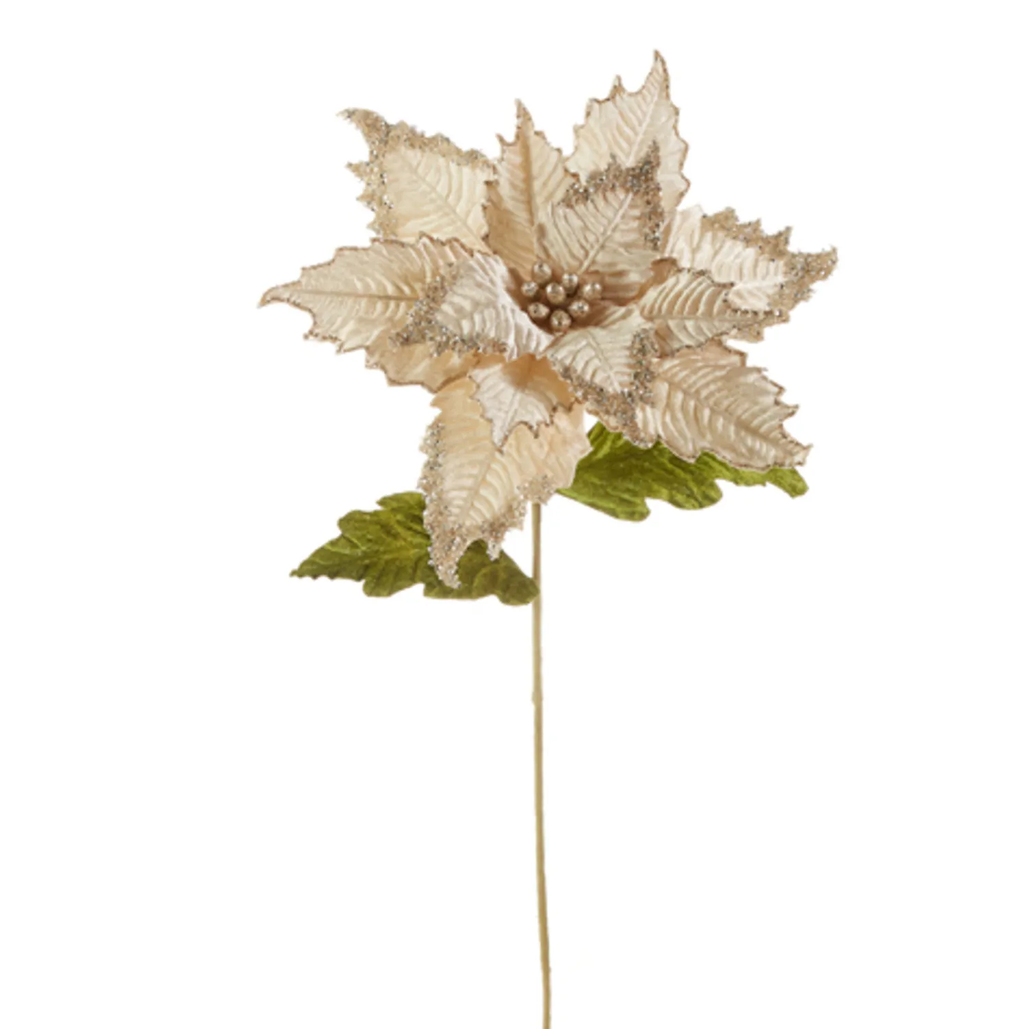 Sale The Jolly Christmas Shop Raz 27" Ivory Velvet Poinsettia Stem Christmas Tree Pick F4306735
