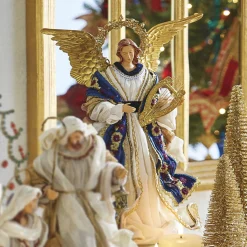 Sale The Jolly Christmas Shop Raz 15.5" Jewel Tone Angel With Harp Christmas Decoration 4110659