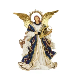 Sale The Jolly Christmas Shop Raz 15.5" Jewel Tone Angel With Harp Christmas Decoration 4110659