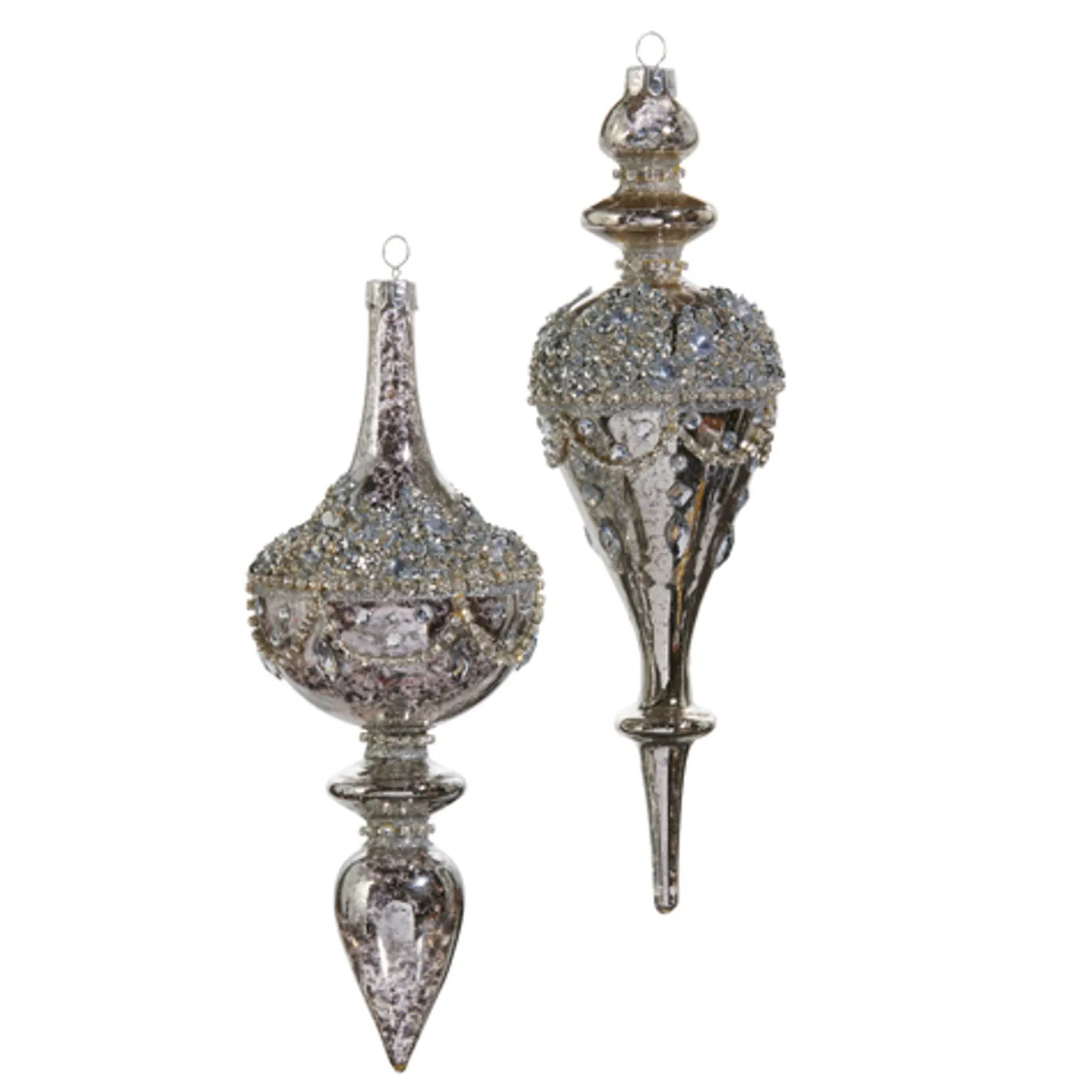 Online The Jolly Christmas Shop Raz 9.5" Jeweled Mercury Finial Glass Christmas Ornament 4422853