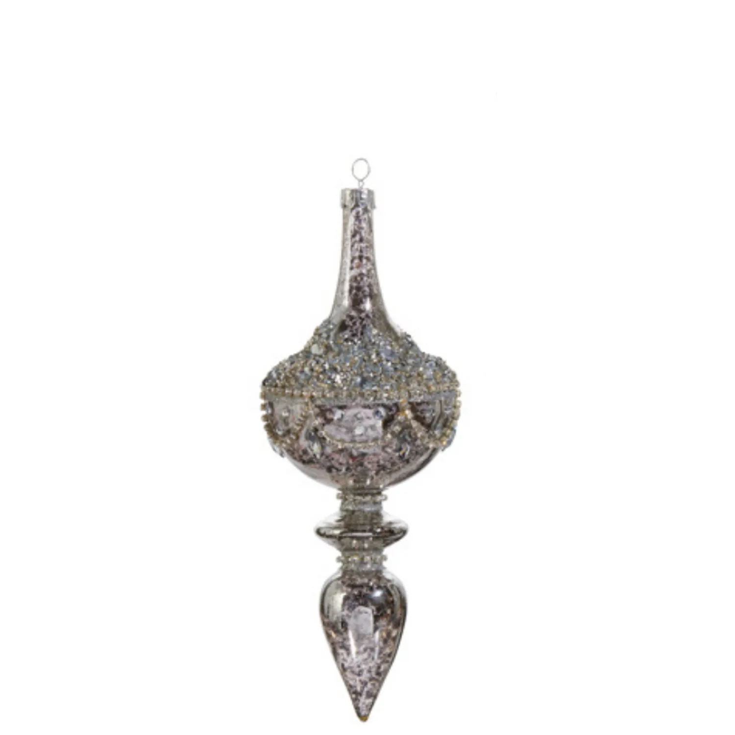 Online The Jolly Christmas Shop Raz 9.5" Jeweled Mercury Finial Glass Christmas Ornament 4422853