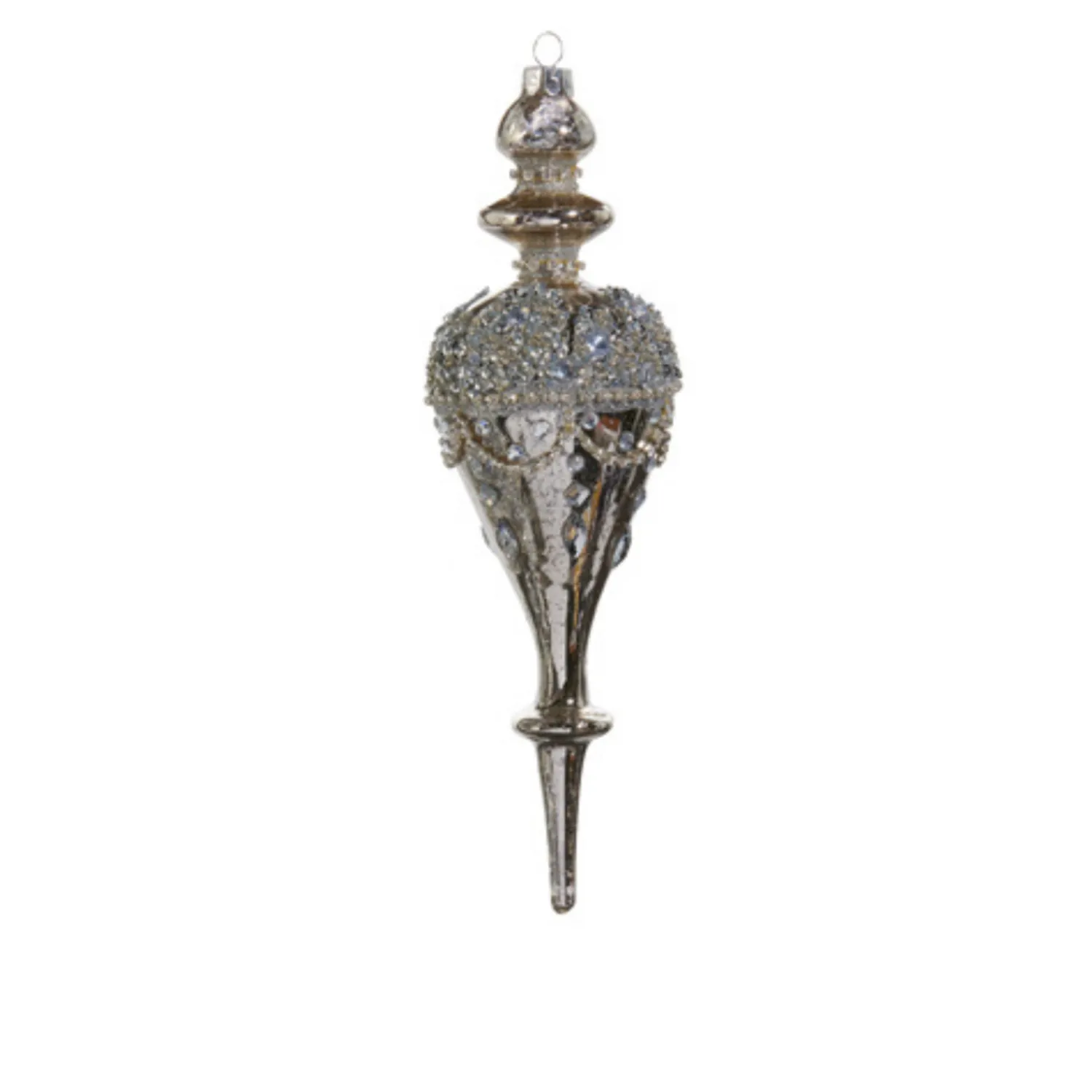 Online The Jolly Christmas Shop Raz 9.5" Jeweled Mercury Finial Glass Christmas Ornament 4422853