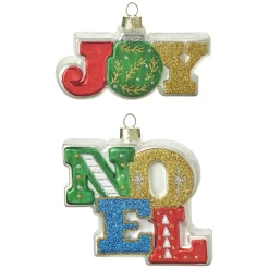 Clearance The Jolly Christmas Shop Raz 4" Joy Or Noel Glass Christmas Ornament 4152904