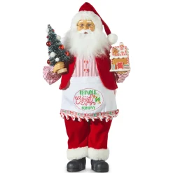 New The Jolly Christmas Shop Raz 18" Kringle Candy Co Santa With Apron And Gingerbread House Christmas Figure 4315629