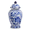 Clearance The Jolly Christmas Shop Raz 15.25" Large Blue And White Delft Floral Ginger Jar X4434404