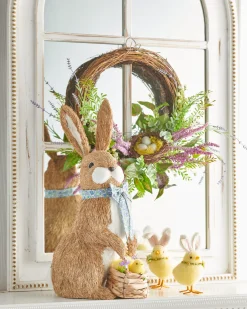 Best The Jolly Christmas Shop Raz 21" Large Bunny With Basket Of Chicks Easter Figure 4253321