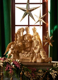 Hot The Jolly Christmas Shop Raz 32" Large Christmas Nativity Scene With Wood Look 3211140