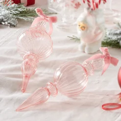 Sale The Jolly Christmas Shop Raz 11" Large Clear Pink Blown Glass Finial Christmas Ornament 4322852