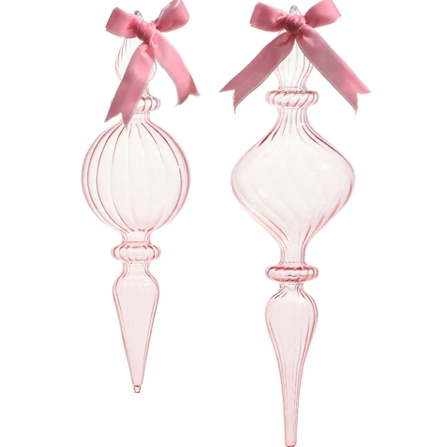 Sale The Jolly Christmas Shop Raz 11" Large Clear Pink Blown Glass Finial Christmas Ornament 4322852