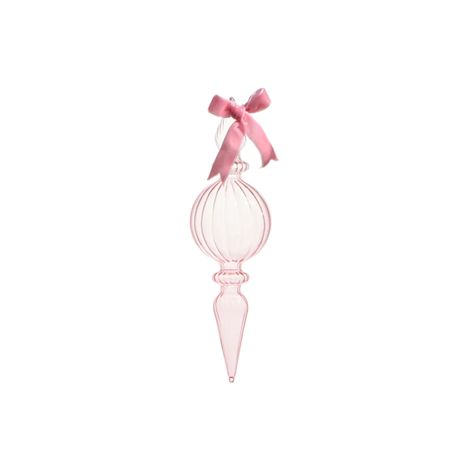 Sale The Jolly Christmas Shop Raz 11" Large Clear Pink Blown Glass Finial Christmas Ornament 4322852
