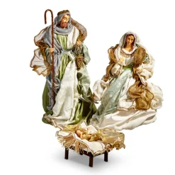 The Jolly Christmas Shop Raz 28.25" Large Green And Ivory Holy Family Christmas Nativity Scene 4410650