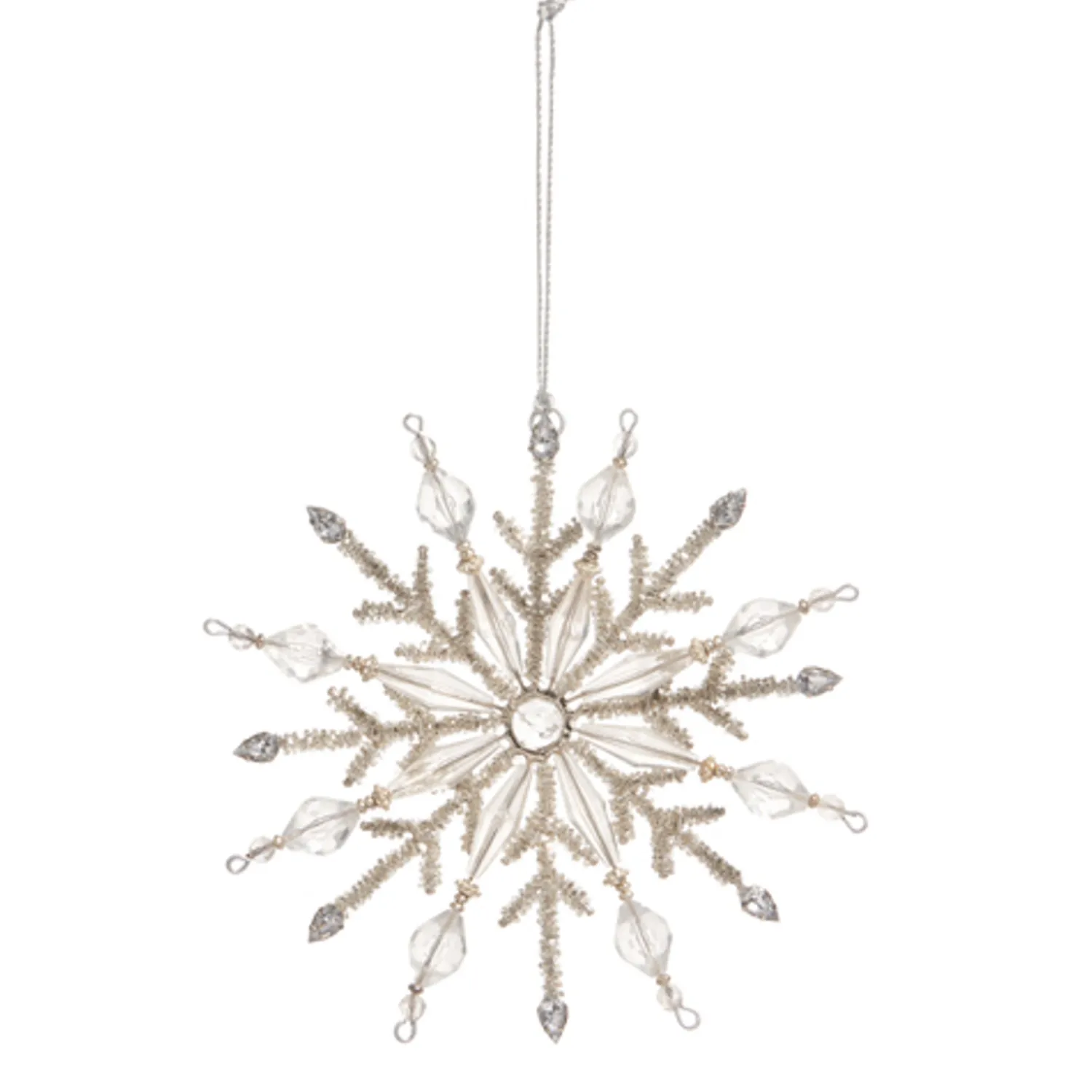 Online The Jolly Christmas Shop Raz 7.5" Large Jeweled Silver Snowflake Christmas Ornament 4403602