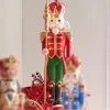 New The Jolly Christmas Shop Raz 47" Large Lighted Red And Green Nutcracker With Staff Christmas Figure 4401662