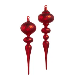 Discount The Jolly Christmas Shop Raz 13" Large Matte Red Glass Finial Christmas Ornament Set Of 2 4424681