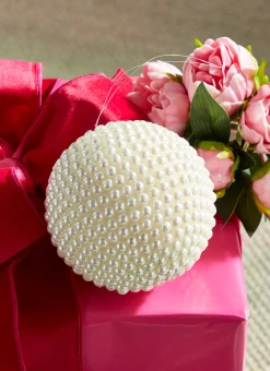 Outlet The Jolly Christmas Shop Raz 5" Large Pearl Ball Christmas Ornament 4302379