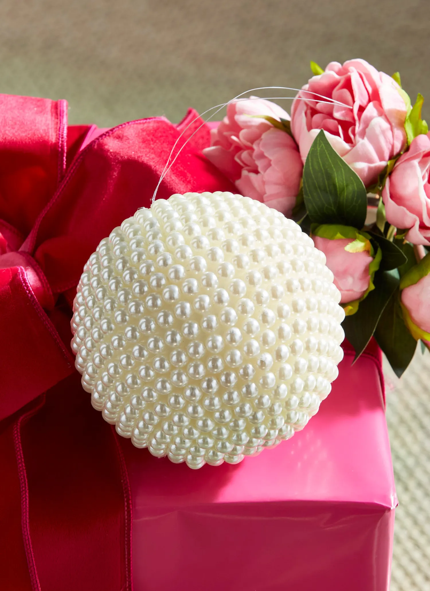 Outlet The Jolly Christmas Shop Raz 5" Large Pearl Ball Christmas Ornament 4302379