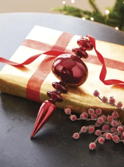 New The Jolly Christmas Shop Raz 12.5" Large Red Finial Glass Christmas Ornament 4222885