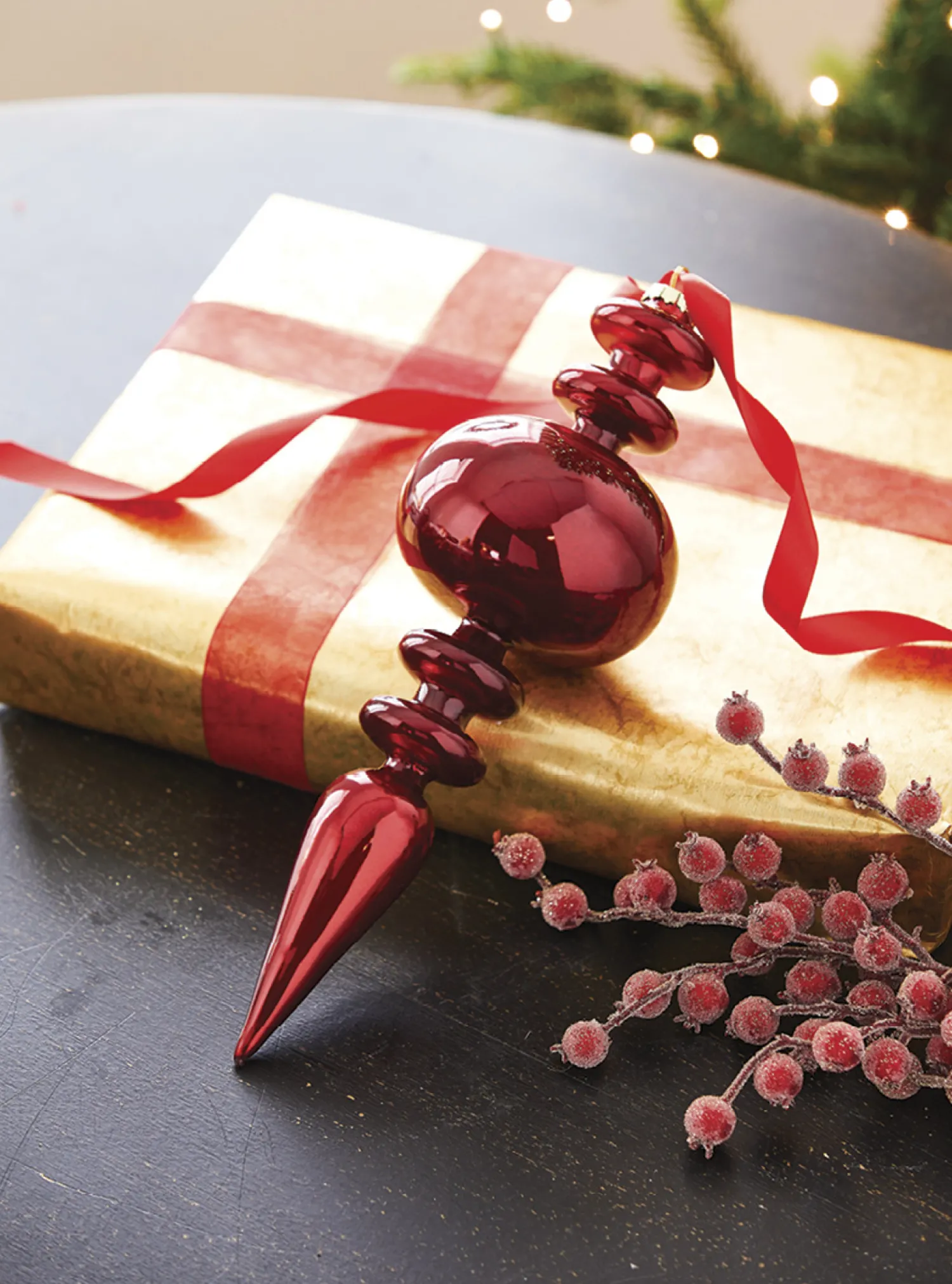 New The Jolly Christmas Shop Raz 12.5" Large Red Finial Glass Christmas Ornament 4222885