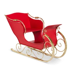 Hot The Jolly Christmas Shop Raz 55.5" Large Red Metal Sleigh Christmas Decoration 4417061