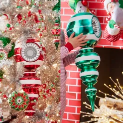 Online The Jolly Christmas Shop Raz 22" Large Red Or Green Reflector Finial Christmas Ornament