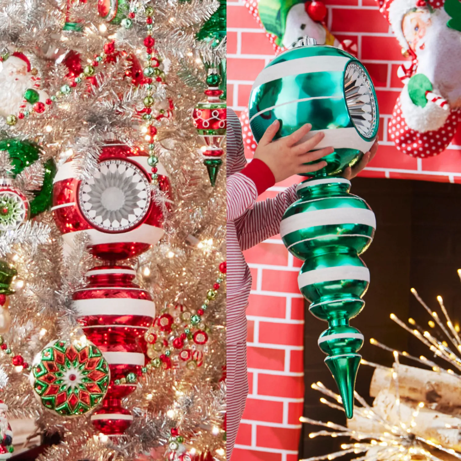 Online The Jolly Christmas Shop Raz 22" Large Red Or Green Reflector Finial Christmas Ornament