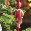The Jolly Christmas Shop Raz 11.5" Large Red Ribbed Finial Glass Christmas Ornament 4222920