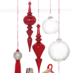 Outlet The Jolly Christmas Shop Raz 12" Large Red Textured Glass Final Christmas Ornament 4324537