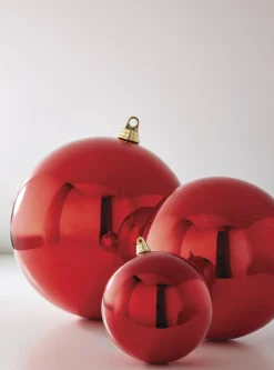 Outlet The Jolly Christmas Shop Raz 10" Large Shiny Red Ball Christmas Ornament 4214885