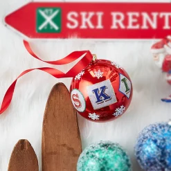 Outlet The Jolly Christmas Shop Raz 5" Large SKI Glass Ball Christmas Ornament 4324516