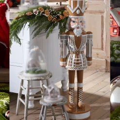 Online The Jolly Christmas Shop Raz 44" Large White And Brown Gingerbread Nutcracker Christmas Figure 4401601
