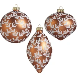 Online The Jolly Christmas Shop Raz 4" Leaf Pattern Brown Glass Christmas Ornament 4422870