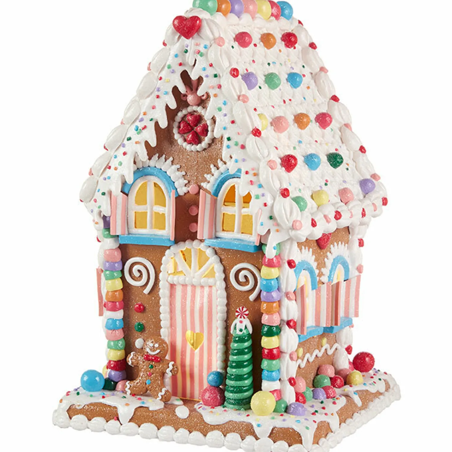 The Jolly Christmas Shop Raz 14" LED Lighted Claydough Pastel Colored Gingerbread House Christmas Figure 3919187