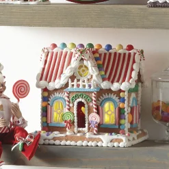 Hot The Jolly Christmas Shop Raz 11" LED Lighted Rainbow Candy Christmas Gingerbread House 4019083